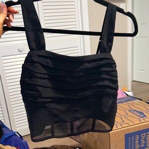 Abercrombie & Fitch Black Sheer Crop Top